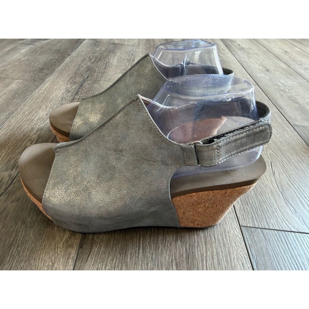 Boutique by Corkys Womens Silver Metallic Cork Wedge Platform Sandals Size 10